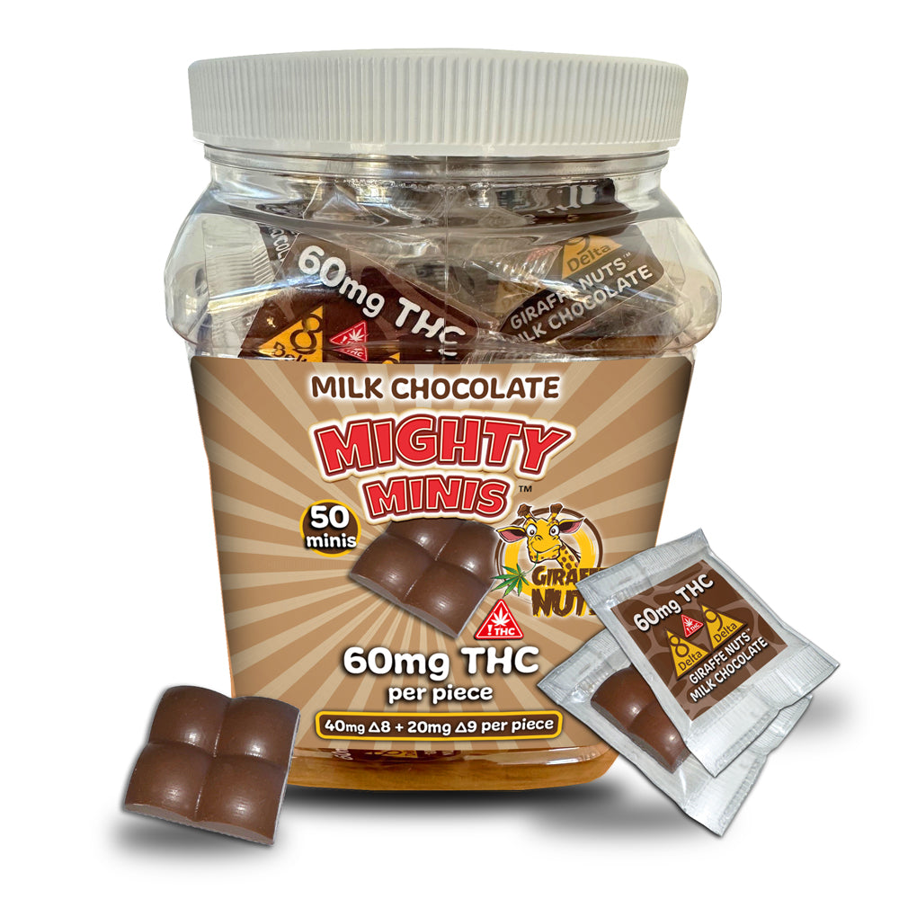 Mighty Mini THC Milk Chocolate - 60mg THC - 50 Count Jar – Giraffe