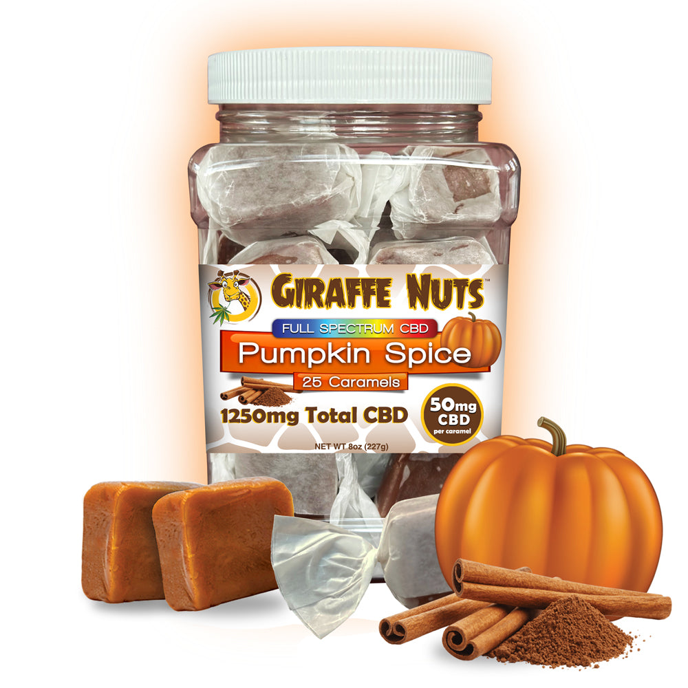 50mg CBD JUMBO Caramels - Pumpkin Spice - 25 Piece Jar