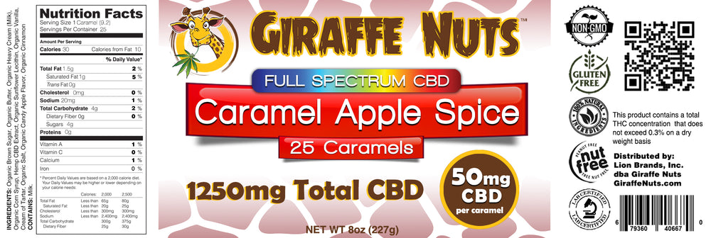 
                      
                        50mg CBD JUMBO Caramels - Caramel Apple Spice - 25 Piece Jar
                      
                    