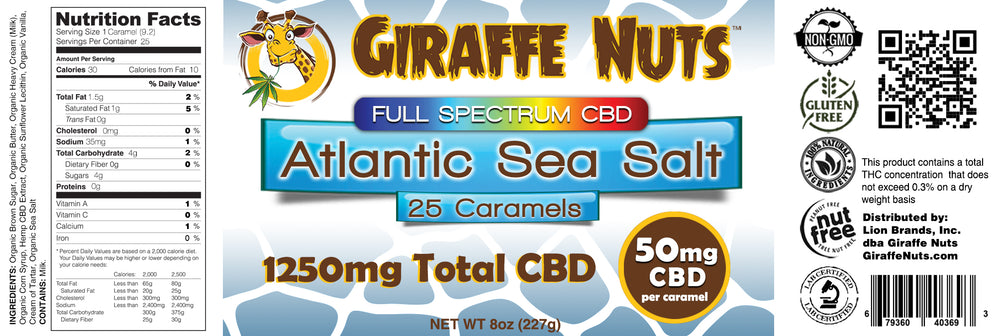 
                      
                        50mg CBD JUMBO Caramels - Atlantic Sea Salt - 25 Piece Jar
                      
                    