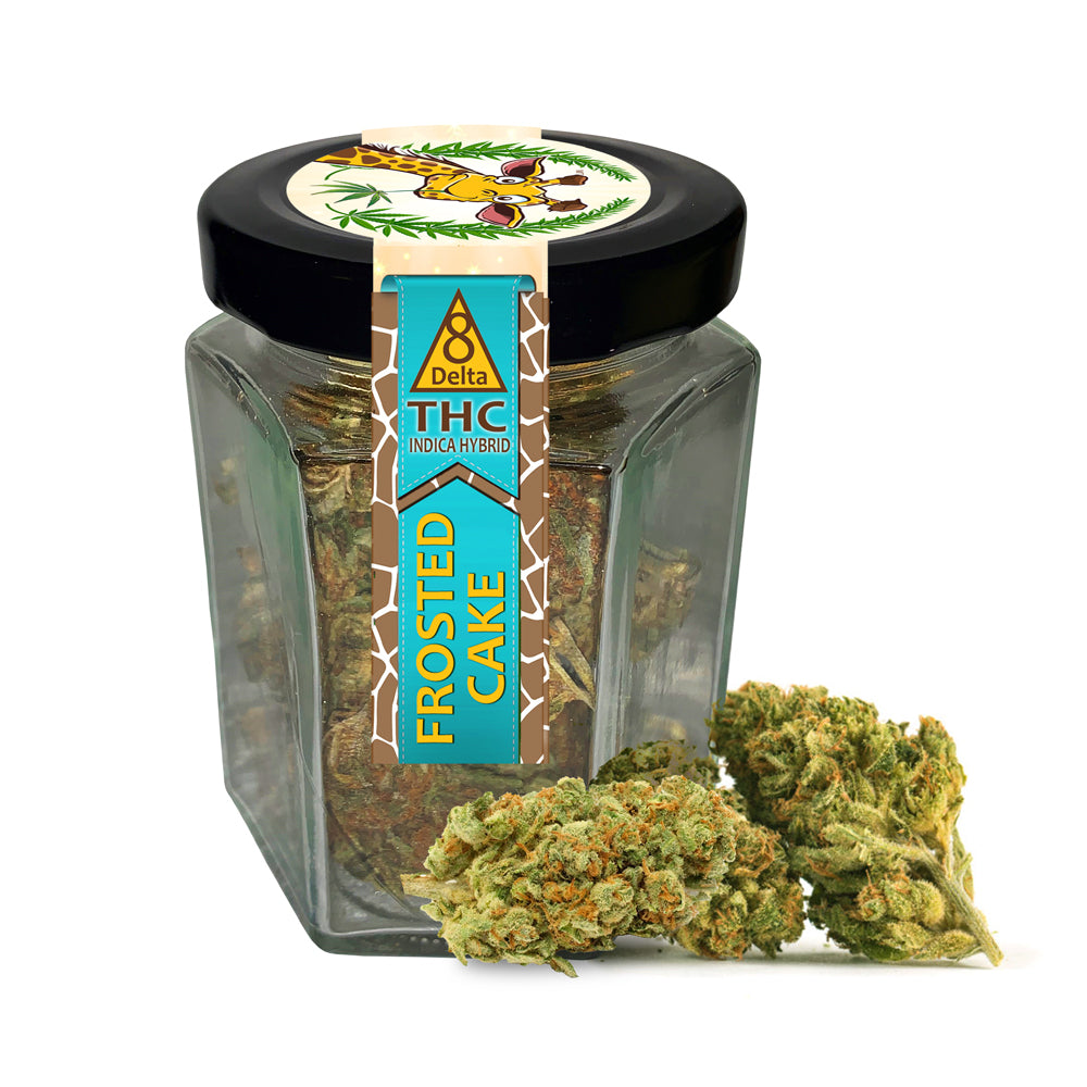 ΔDELTA 8 Organic Flower Nugs - FROSTED CAKE - Indica Hybrid - 1/2 Ounce