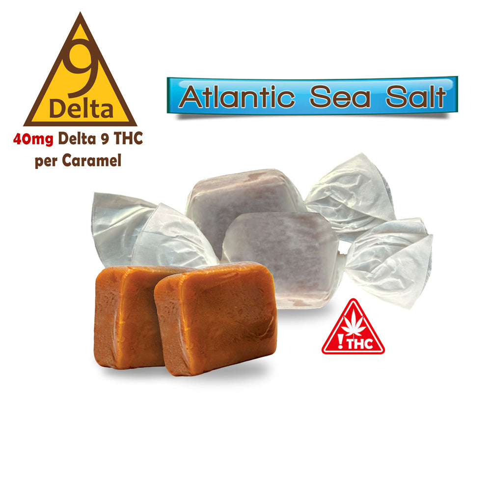 40mg Delta 9 Deluxe Caramels - SINGLES - Atlantic Sea Salt