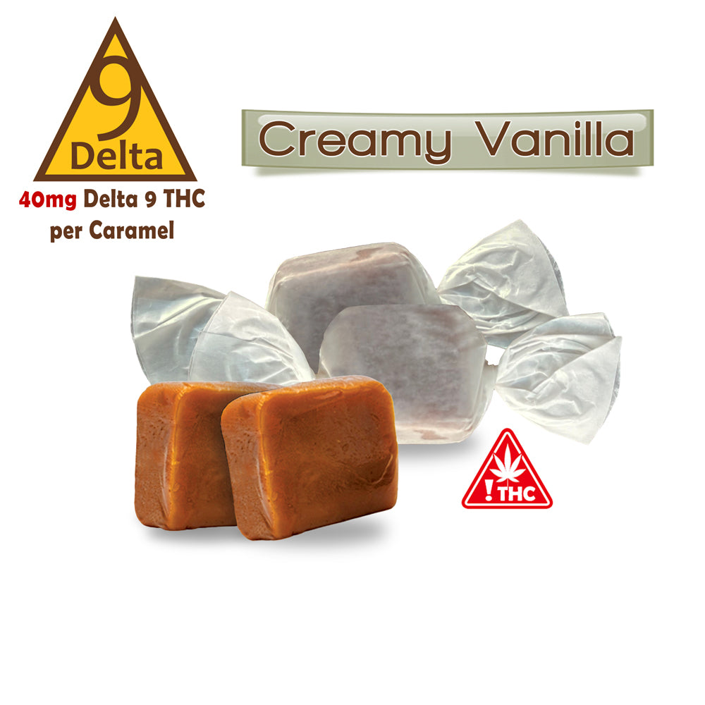 40mg Delta 9 Deluxe Caramels - SINGLES - Creamy Vanilla