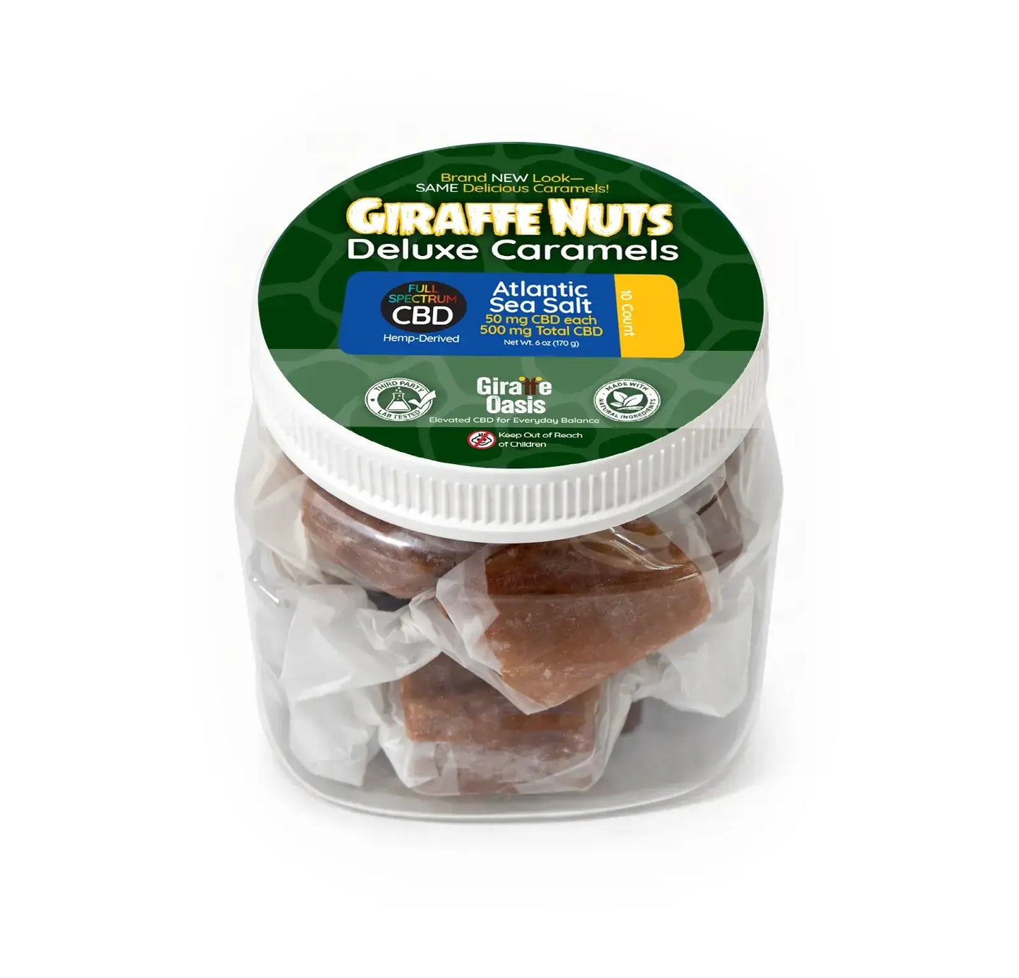 CBD Caramels | Atlantic Sea Salt | 10 Count | Giraffe Nuts