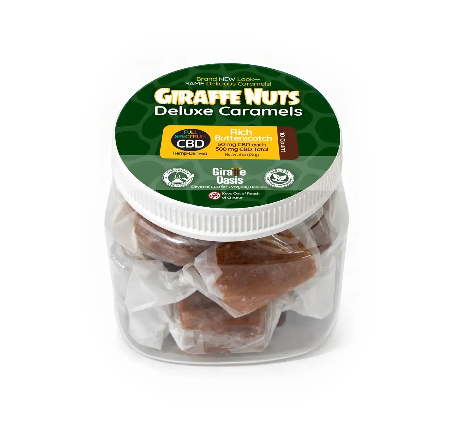 CBD Caramels | Rich Butterscotch | 10 Count | Giraffe Nuts