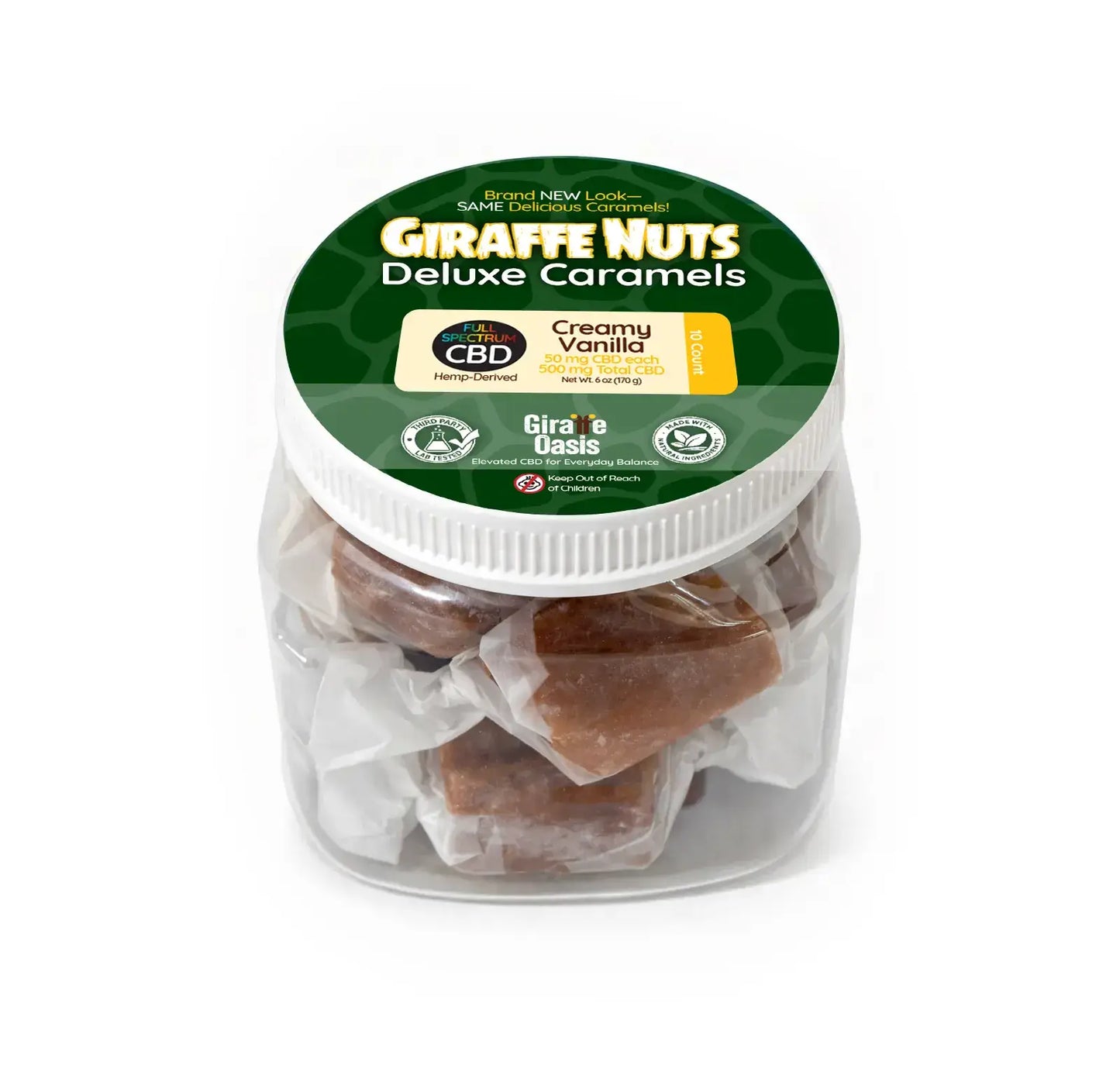 CBD Caramels | Vanilla | 10 Count | Giraffe Nuts
