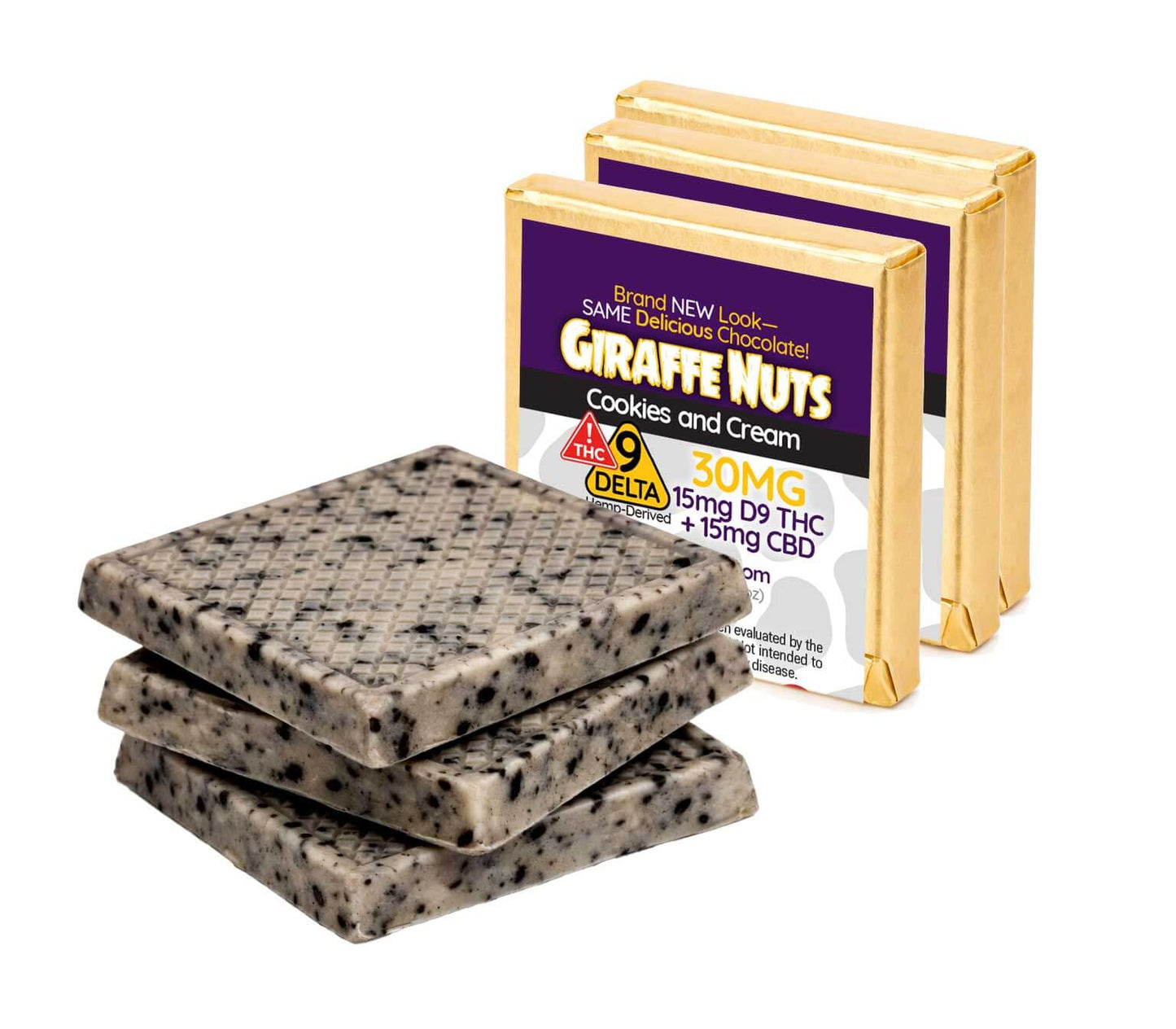 Delta-9 Cookies and Cream Squares with CBD | Giraffe Nuts