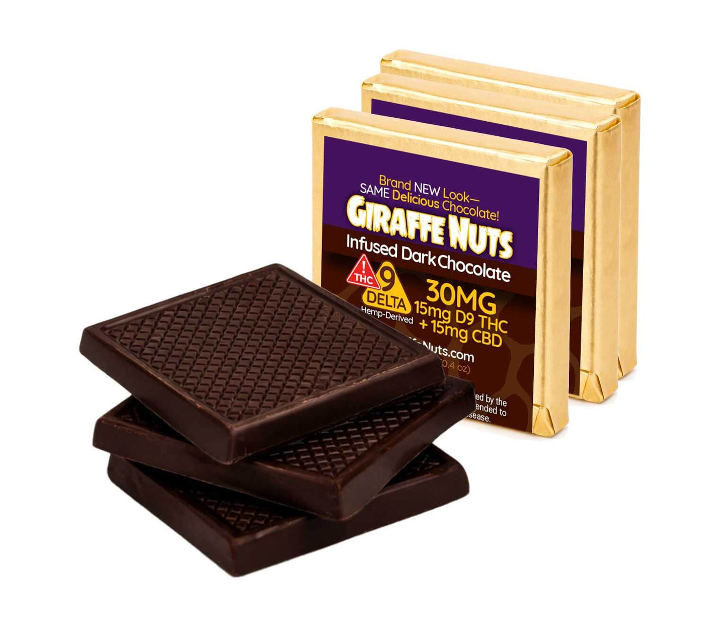 Delta-9 Dark Chocolate Squares with CBD | Giraffe Nuts