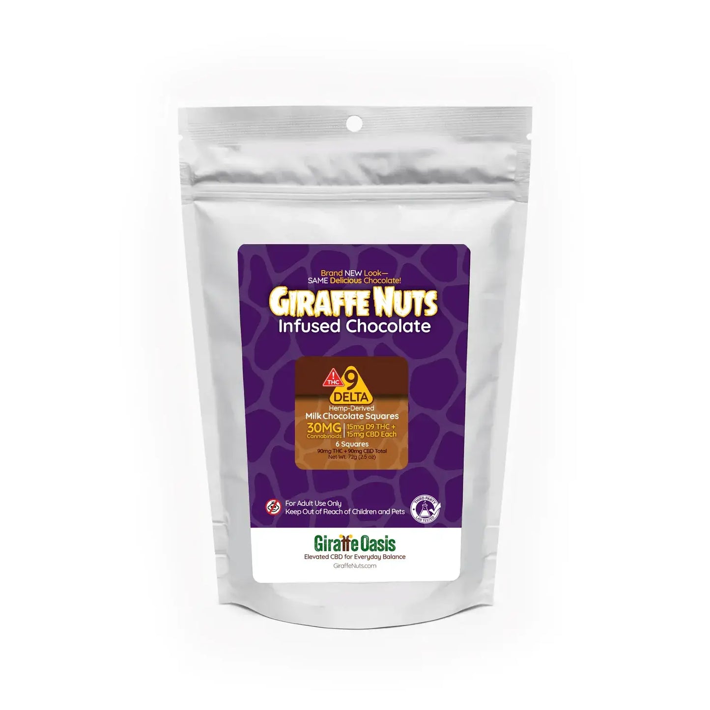 Delta9 THC Milk Chocolate Squares with CBD | 6 Count | Giraffe Nuts