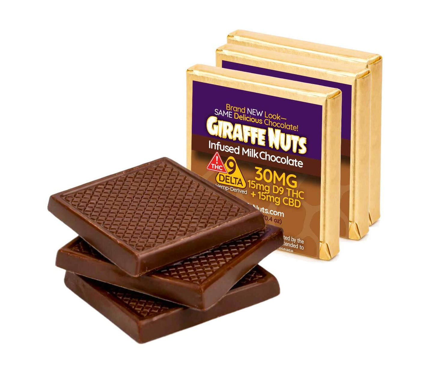 Delta-9 Milk Chocolate Squares with CBD | Giraffe Nuts