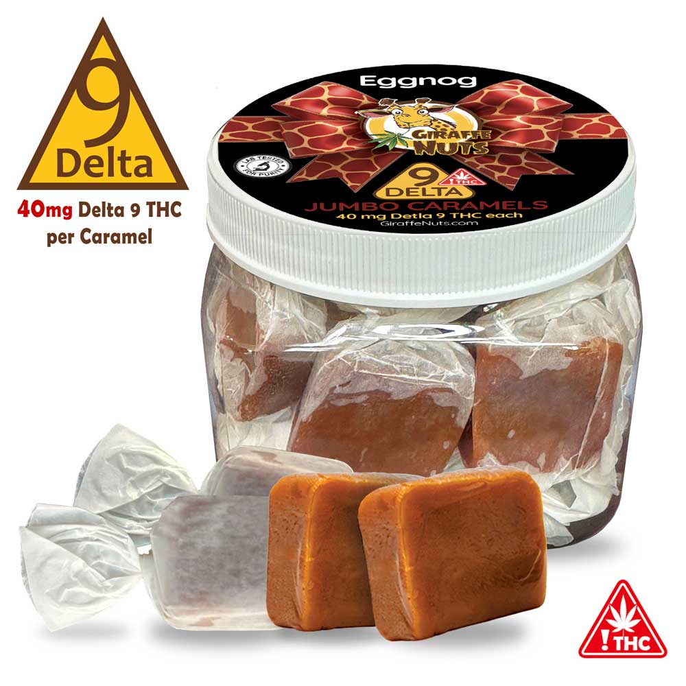 40mg Delta 9 Deluxe Caramels - 10 Count Jar - Eggnog