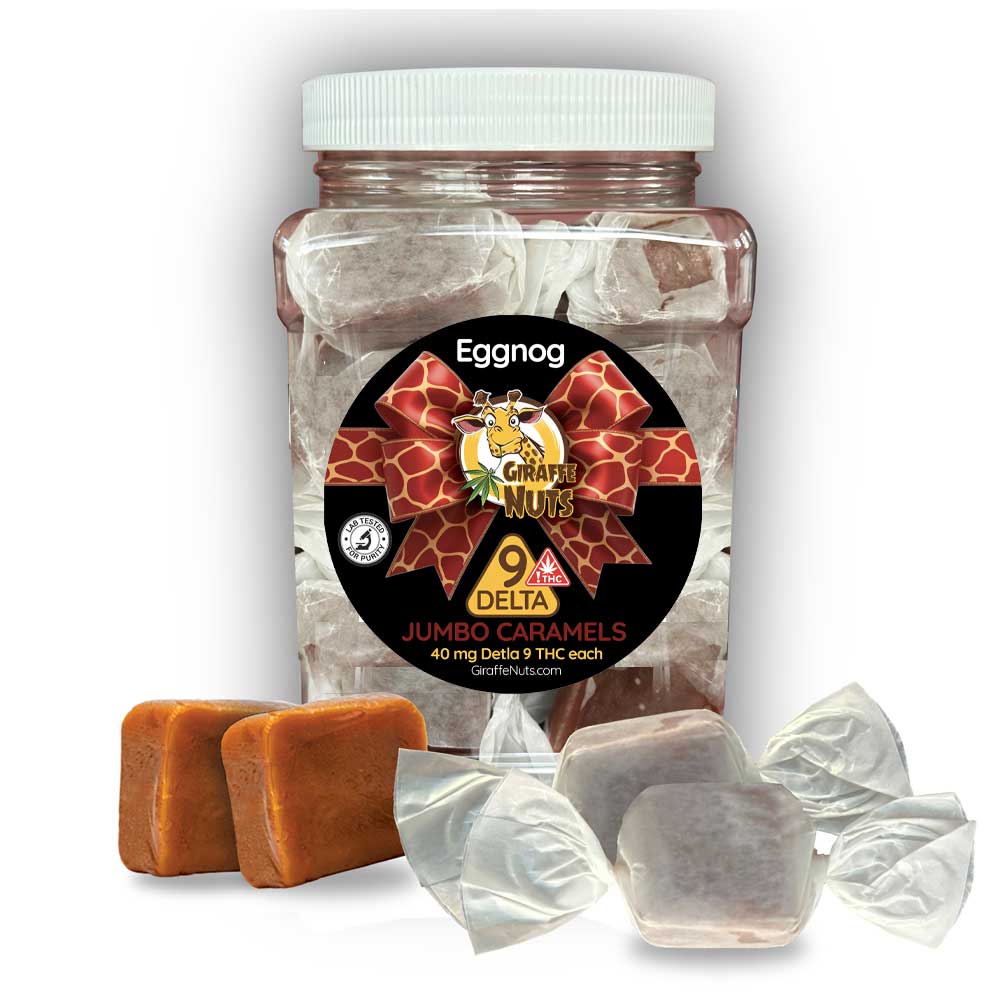 40mg Delta 9 Deluxe Caramels - 25 Count Jar - Eggnog