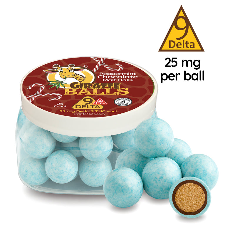 Delta 9 Peppermint Chocolate Malt Balls - 25mg per Ball - 25 Balls