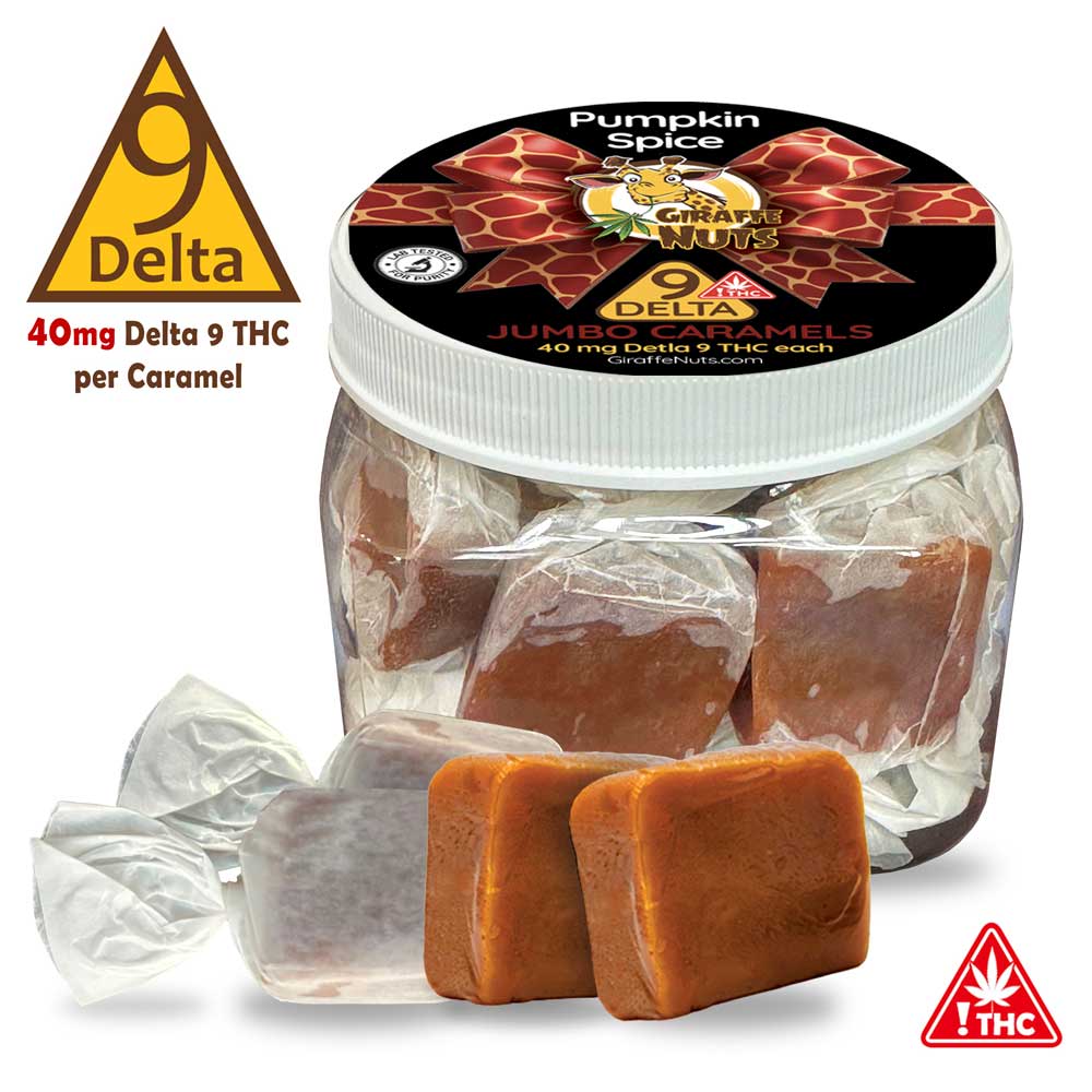40mg Delta 9 Deluxe Caramels - 10 Count Jar - Pumpkin Spice