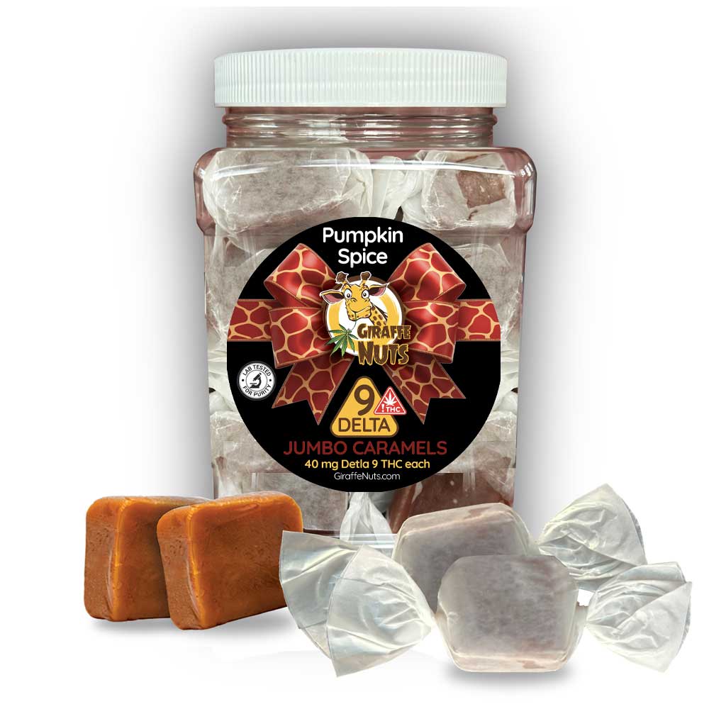 40mg Delta-9 Deluxe Caramels - 25 Count Jar - Pumpkin Spice